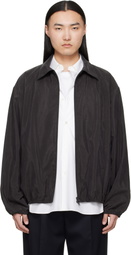 ssstein Brown Silk Nylon Collared Zip Jacket