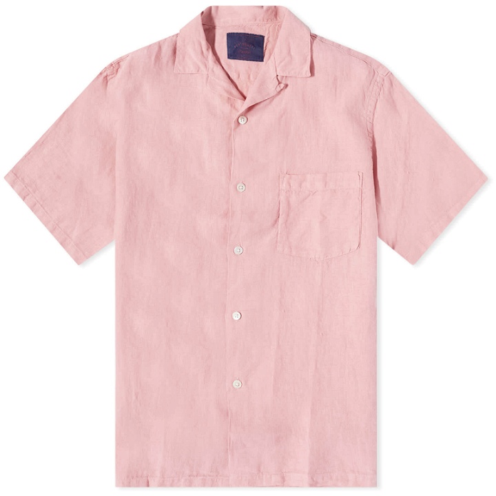 Photo: Portuguese Flannel Men's Linen Camp Vacation Shirt in Rose