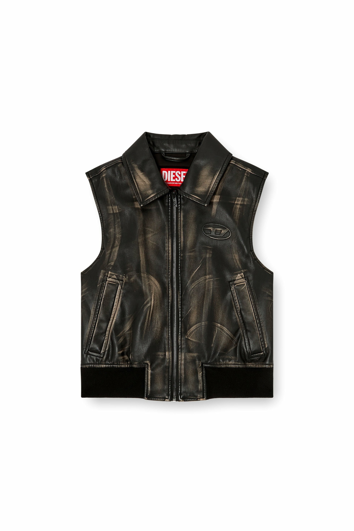 Diesel Bomber vest with distressed effect - Jackets Womens in Brown