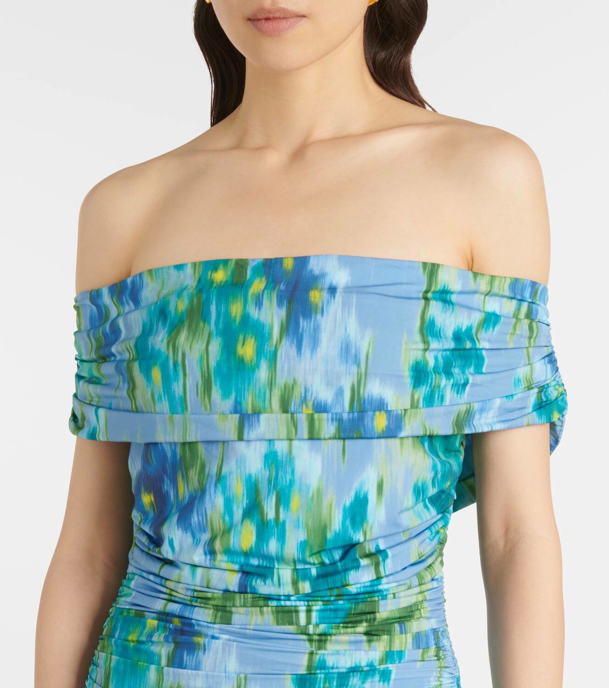 carolina herrera ruched off-the-shoulder midi dress Carolina Herrera