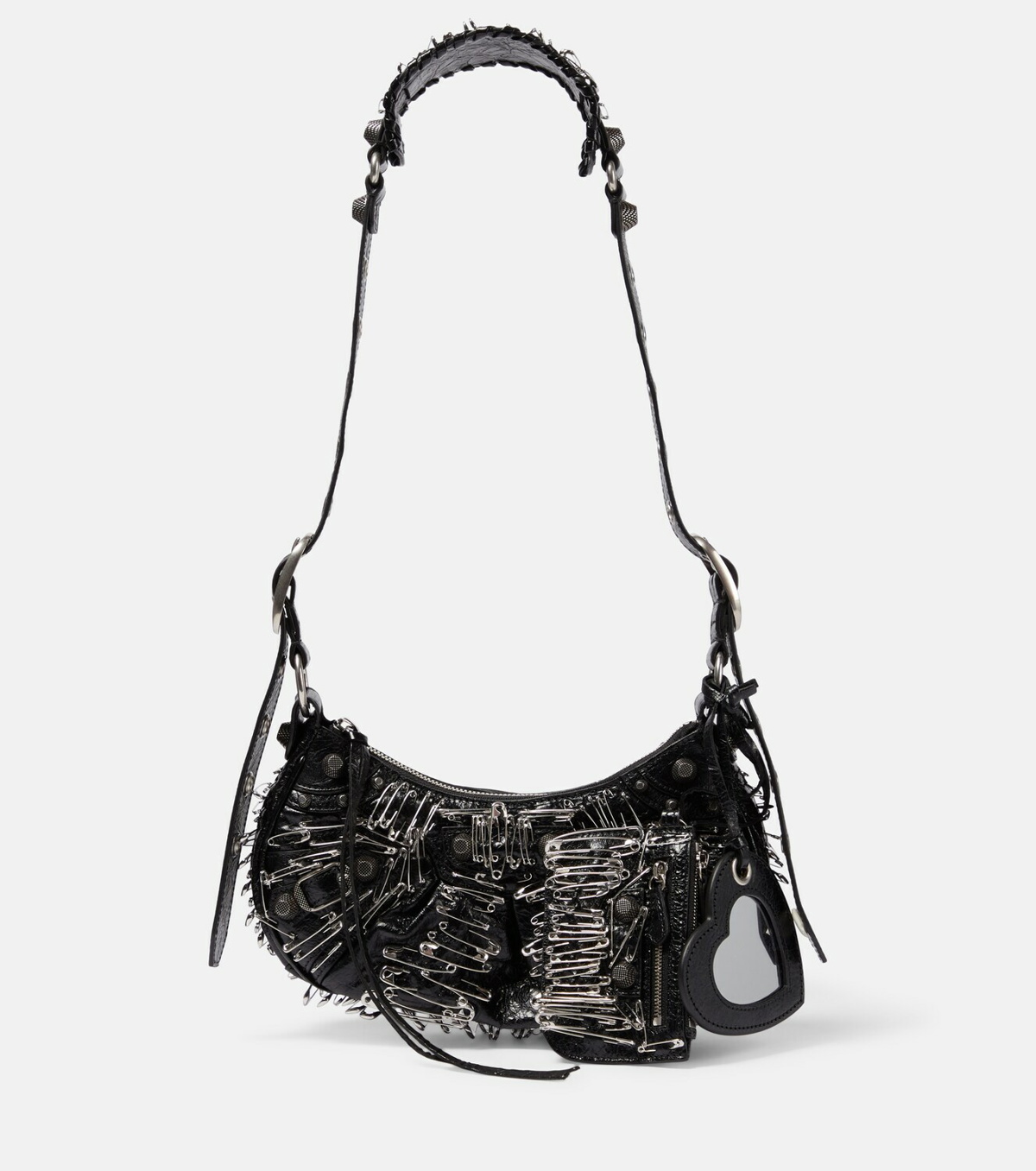 XS black leather crossbody bag