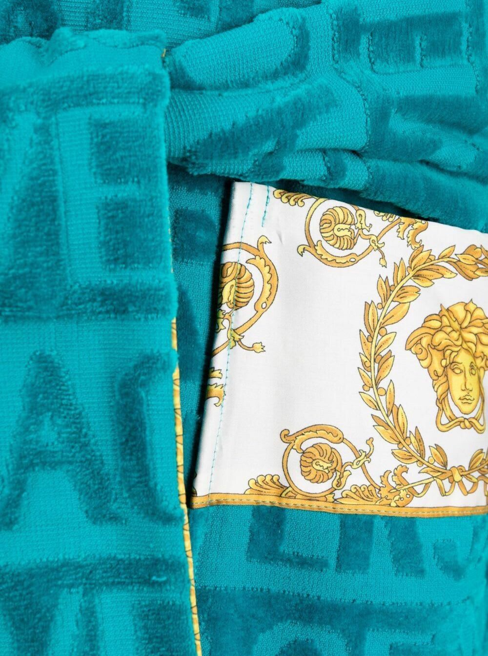 Black Bathrobe With Baroque Pattern In Terry Cotton Versace Home