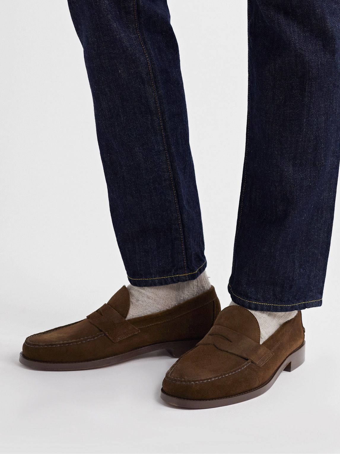 Sid Mashburn - Suede Penny Loafers - Brown Sid Mashburn display picture 1