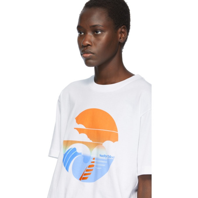 See by Chloe White Wave Logo T-Shirt See by Chloe