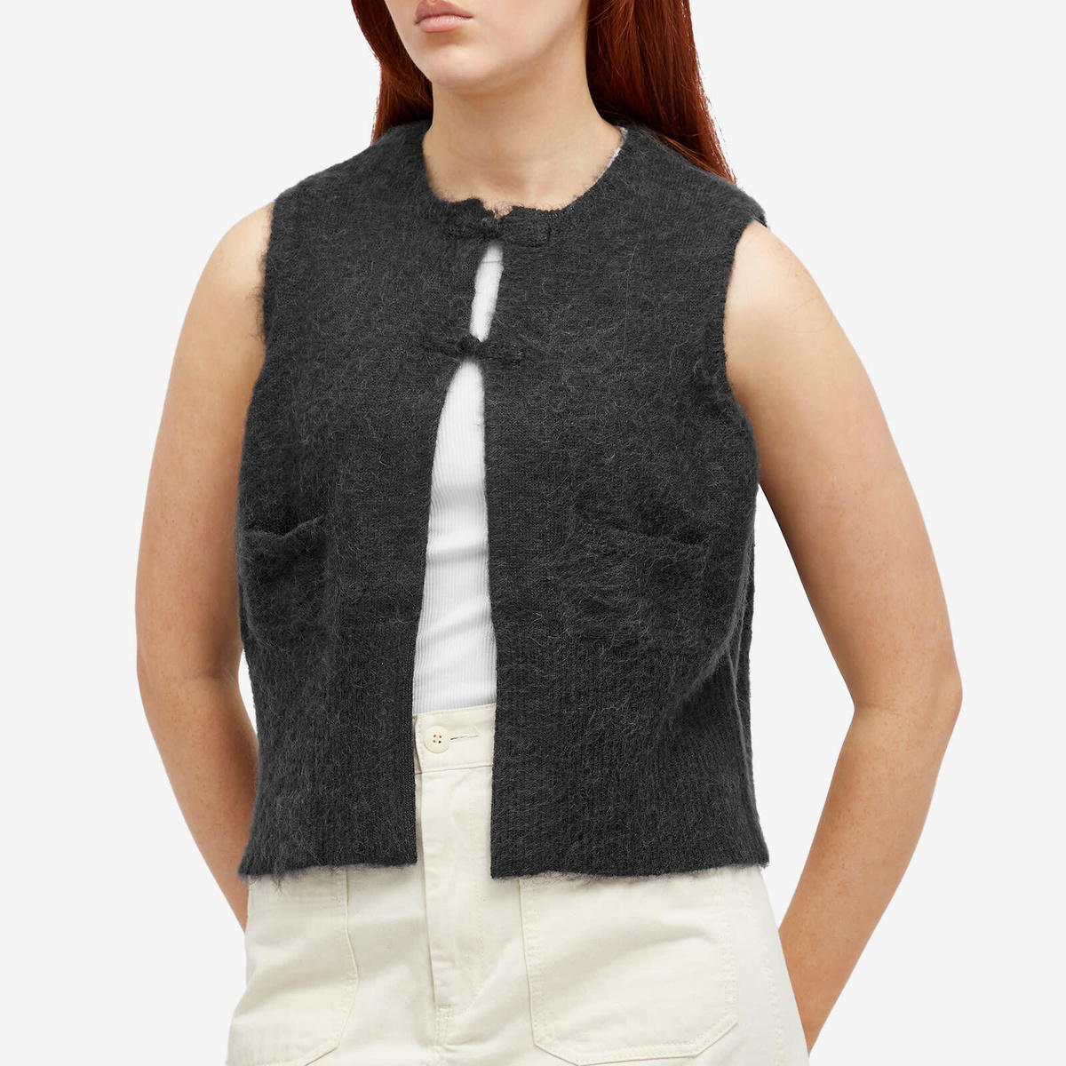Beams Boy Women's G. Button Vest in Charcoal.G 