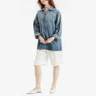 Auralee Women's Selvedge Faded Denim Shirt in Light Indigo