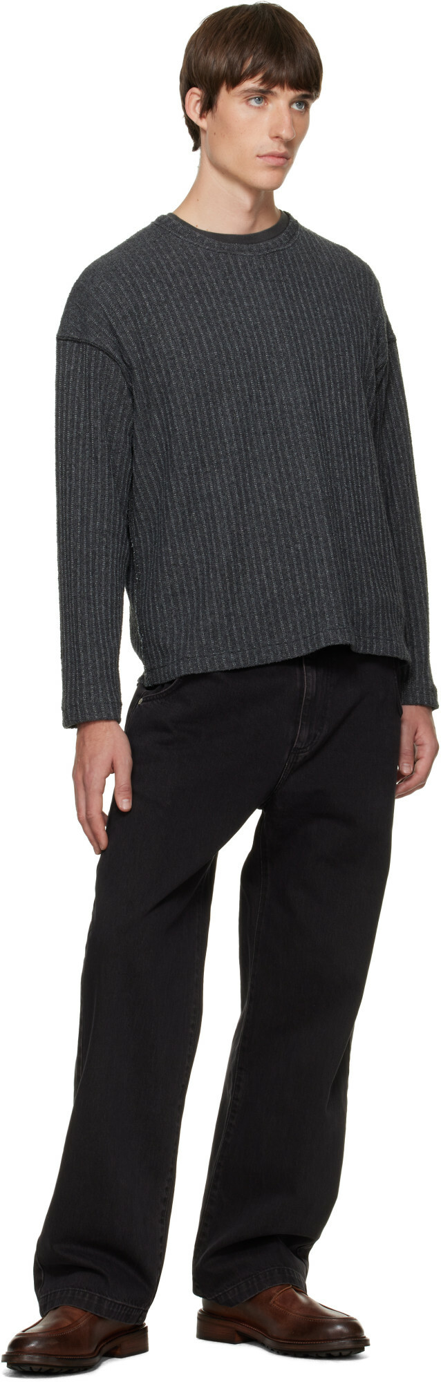 mfpen Gray Round Neck Sweater