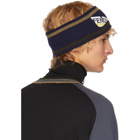 Fendi Navy and Brown Wool Bag Bugs Headband