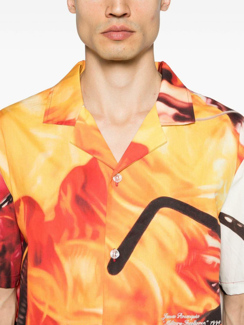 Advisory Board Crystals Orange And Red Glasses And Fire Print Short-Sleeved Shirt
