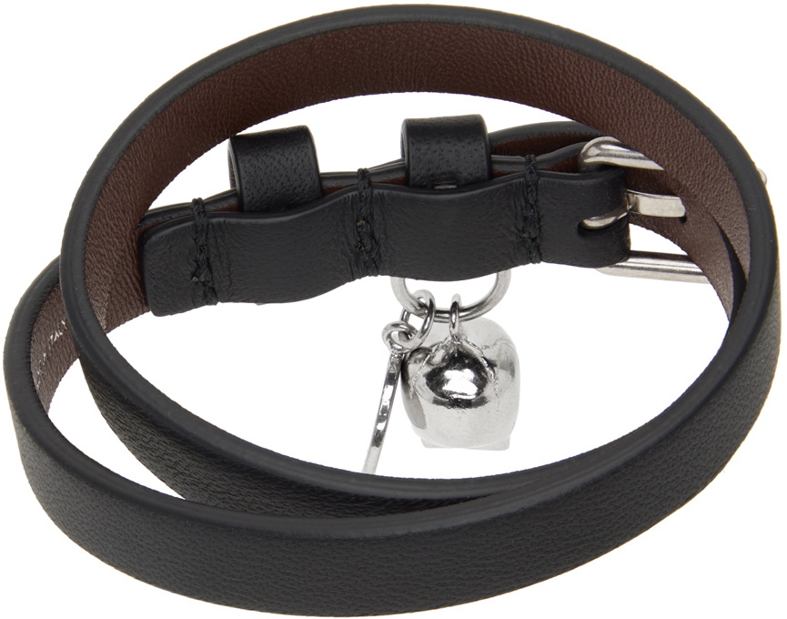 ☆ALEXANDER MCQUEEN☆ Double Wrap スカル ブレスレット Alexander McQueen Black Double Wrap Skull Leather Bracelet