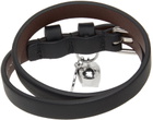 Alexander McQueen Black Double Wrap Skull Leather Bracelet