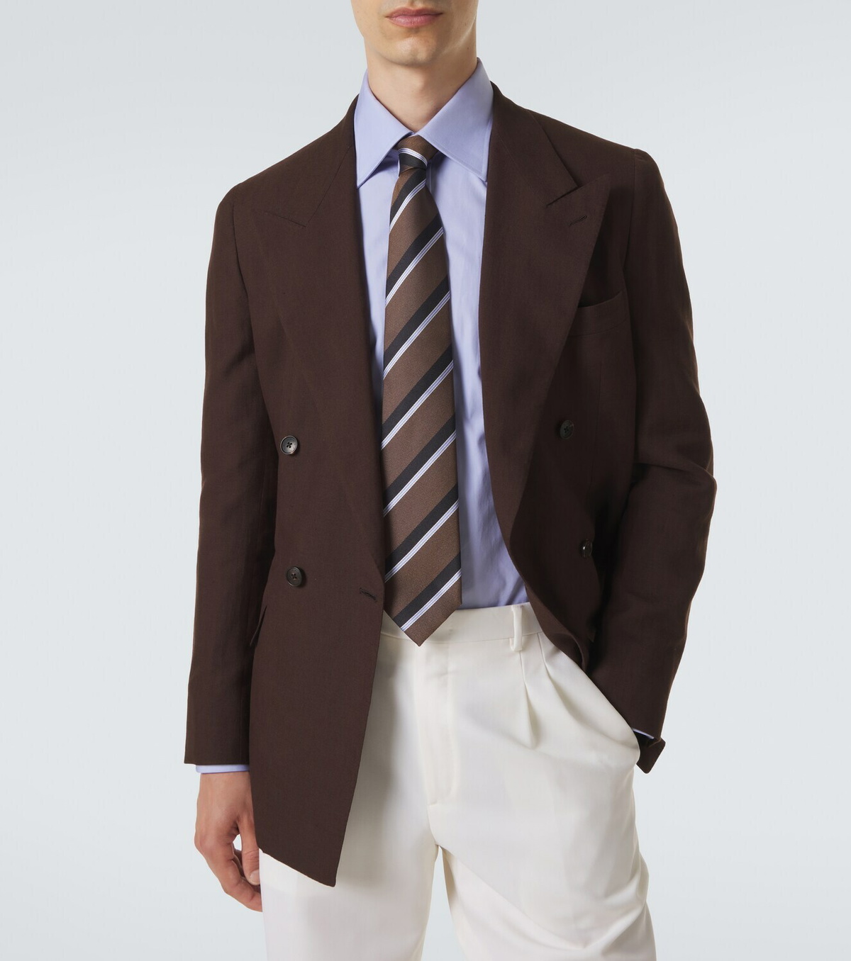 Brioni Striped silk jacquard tie