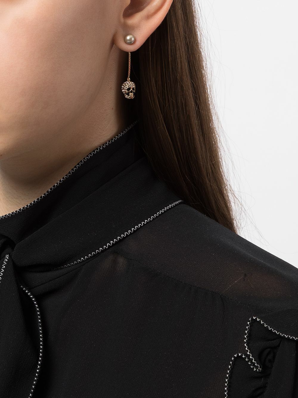 ALEXANDER MCQUEEN - Skull Pavé Pendant Earrings Alexander