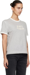 AMI Paris Gray Cotton 'Ami Paris' Knitted Patch T-shirt
