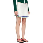 Casablanca White Hotel Emblem Pleated Silk Miniskirt