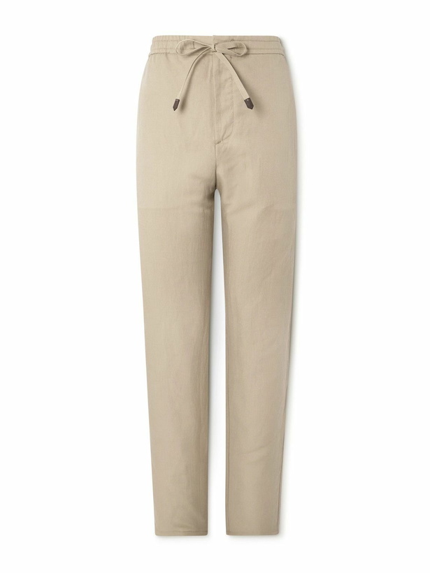 Photo: Canali - Linen and Silk-Blend Drawstring Trousers - Neutrals