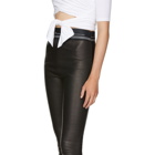 T by Alexander Wang Black Stretch Leather Logo Trousers