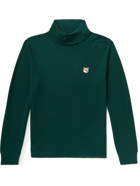 Maison Kitsuné - Logo-Appliquéd Wool Rollneck Sweater - Green