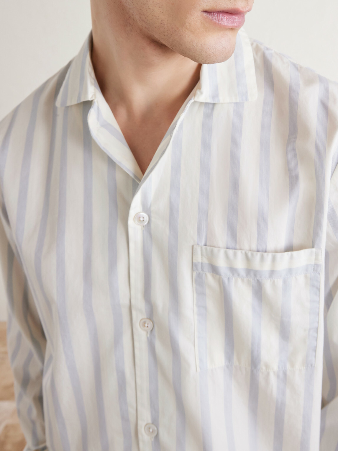 TEKLA - Striped Cotton-Poplin Pyjama Set - Neutrals