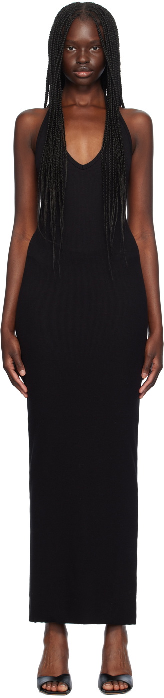 ÉTERNE Black Halter Maxi Dress