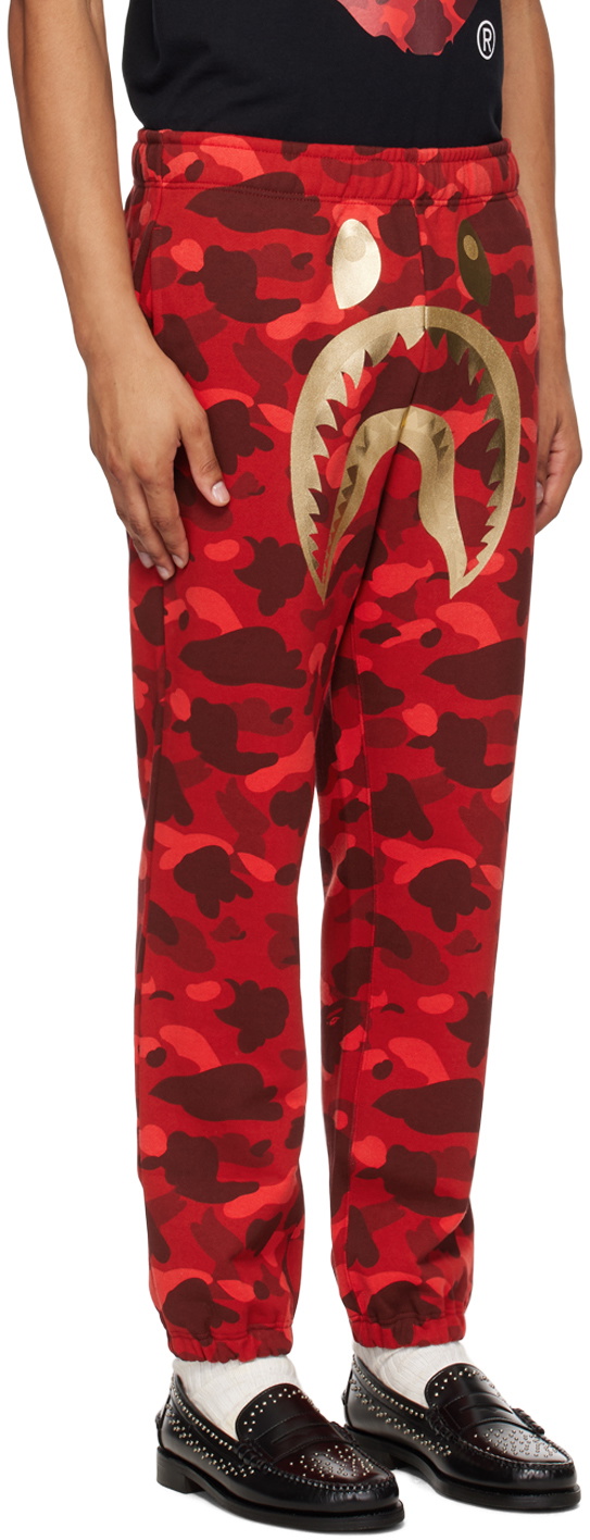 BAPE Red Color Camo Shark Sweatpants