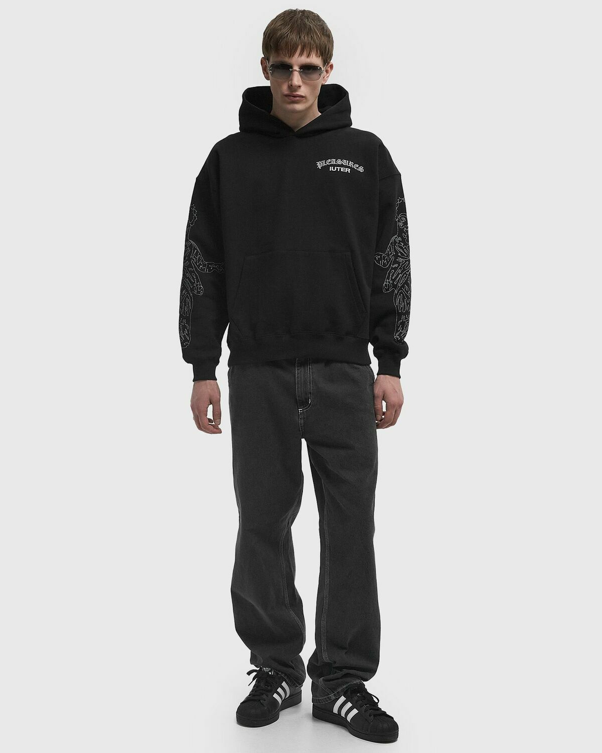 Pleasures X iuter ANDREA HOODIE Black Mens Hoody