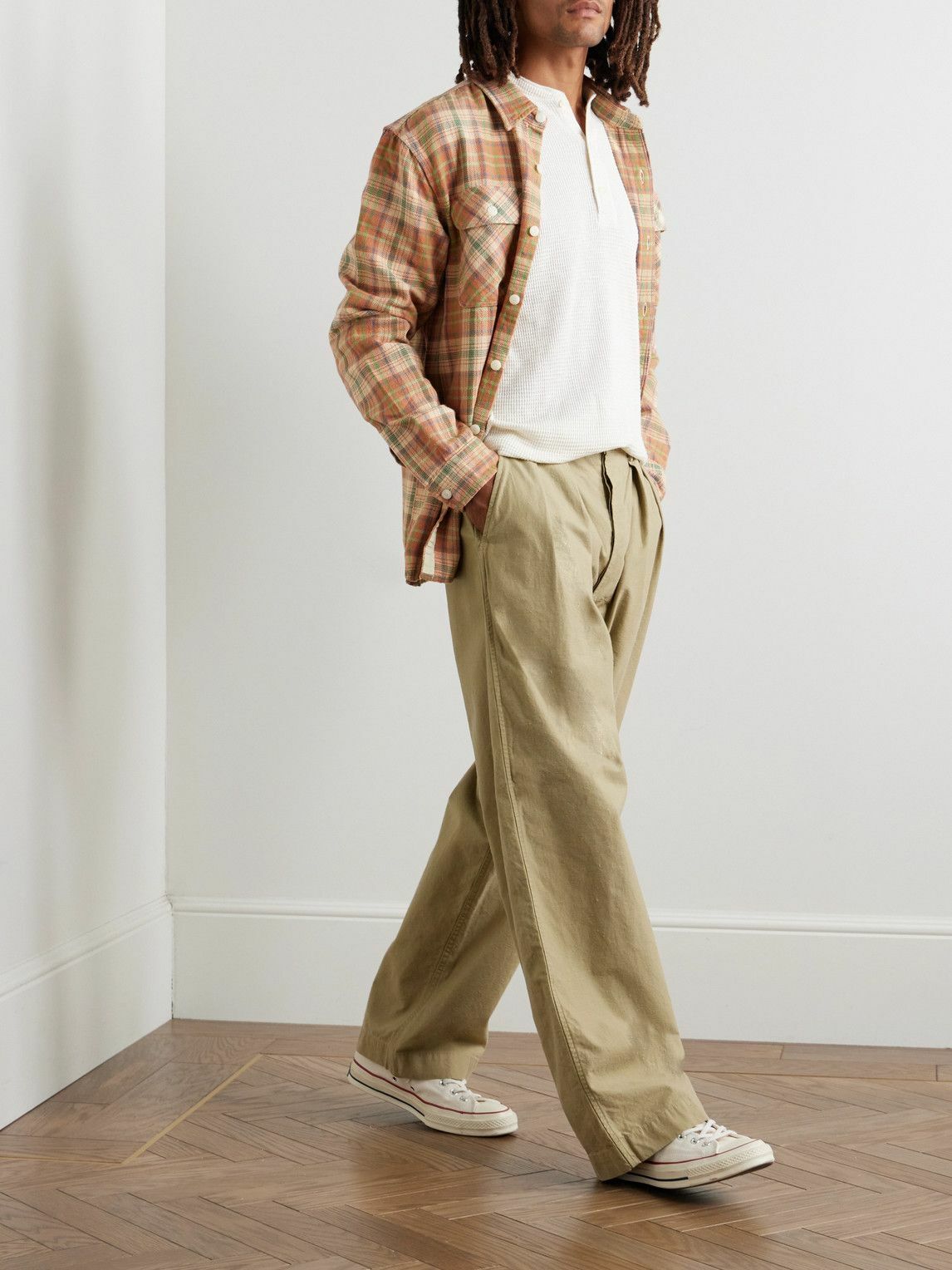 RRL - Hawkes Wide-Leg Pleated Slub Cotton-Twill Chinos