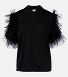 Noir Kei Ninomiya Tulle-trimmed cotton polo shirt