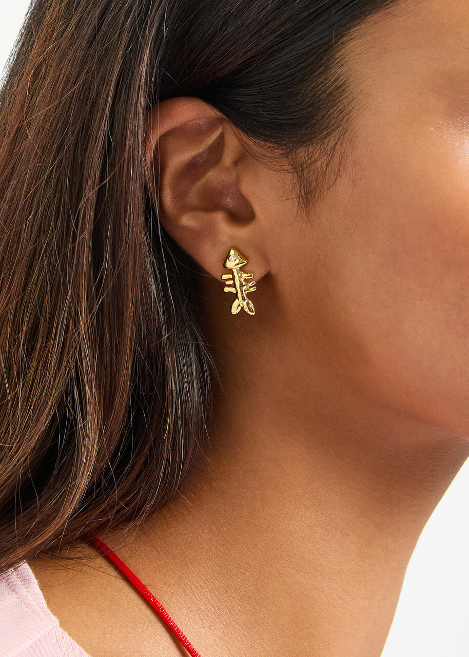 Eliou Sardine And Fishbone 18kt Gold-plated Drop Earrings - One Size