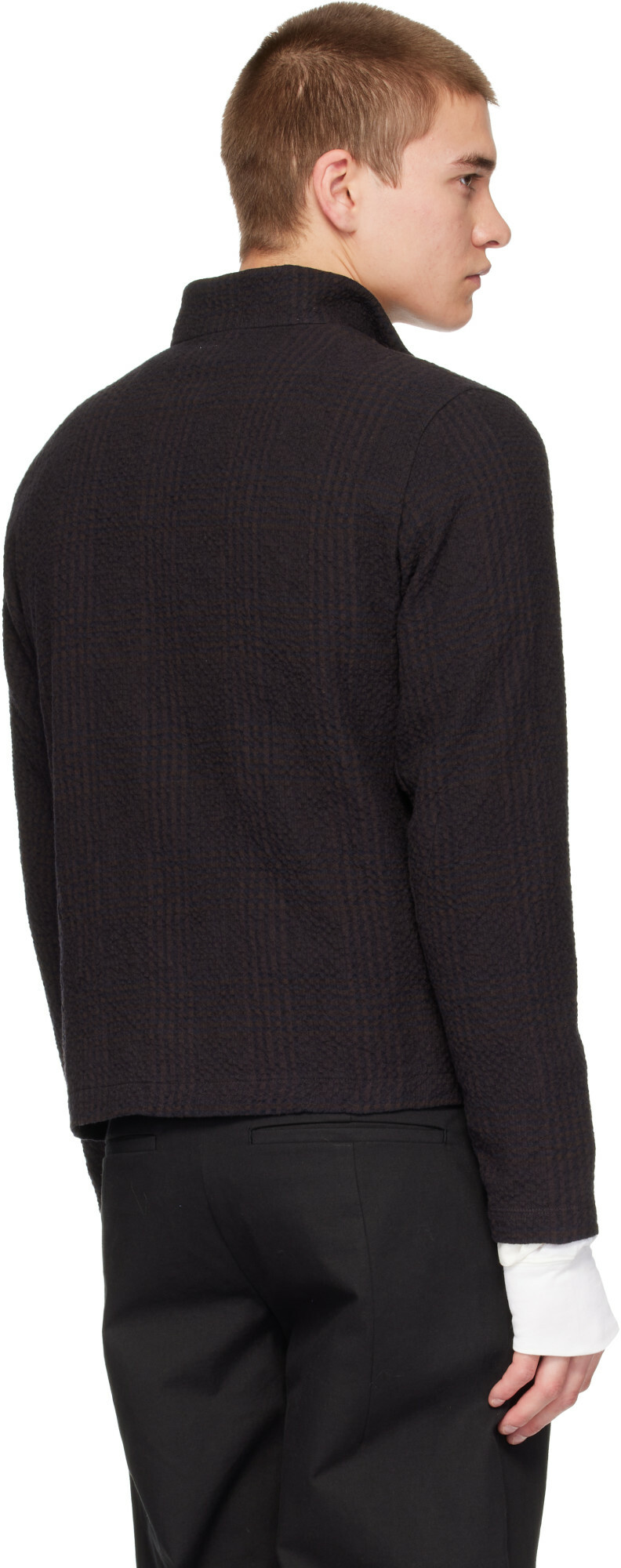 POST ARCHIVE FACTION (PAF) Brown Seersucker Track Jacket