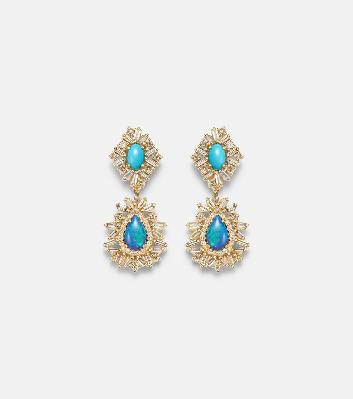 Suzanne Kalan 18kt gold (750/1000) earrings with gemstones