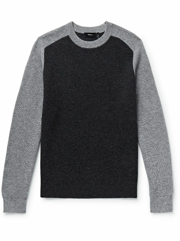 Photo: Theory - Toby Ribbed Wool-Blend Sweater - Gray
