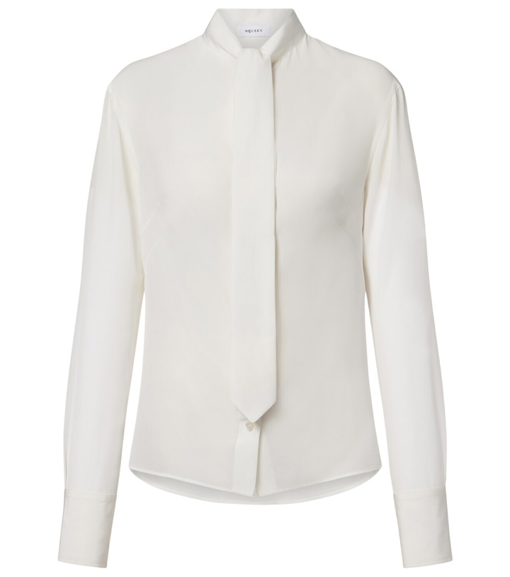 Photo: McQueen Tie-neck crêpe de chine blouse