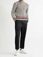 THOM BROWNE - Striped Cable-Knit Wool and Mohair-Blend Sweater - Gray