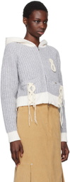 Kijun Gray Crochet Knit Hoodie