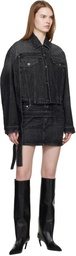 Jean Paul Gaultier Black Oversized Strap Denim Jacket