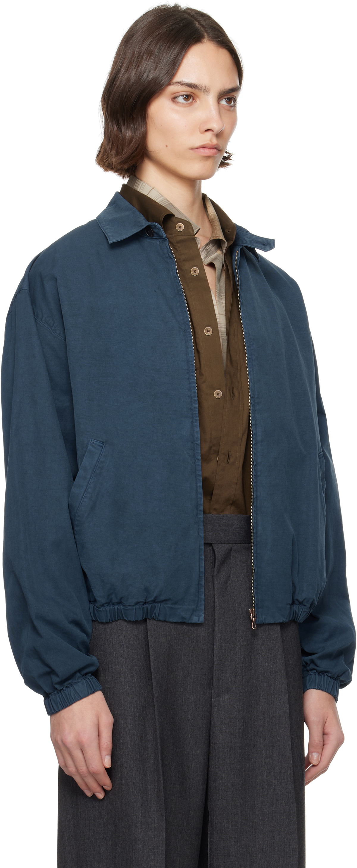 AURALEE Navy Product Dyed Finx Gabardine Swing Jacket Auralee