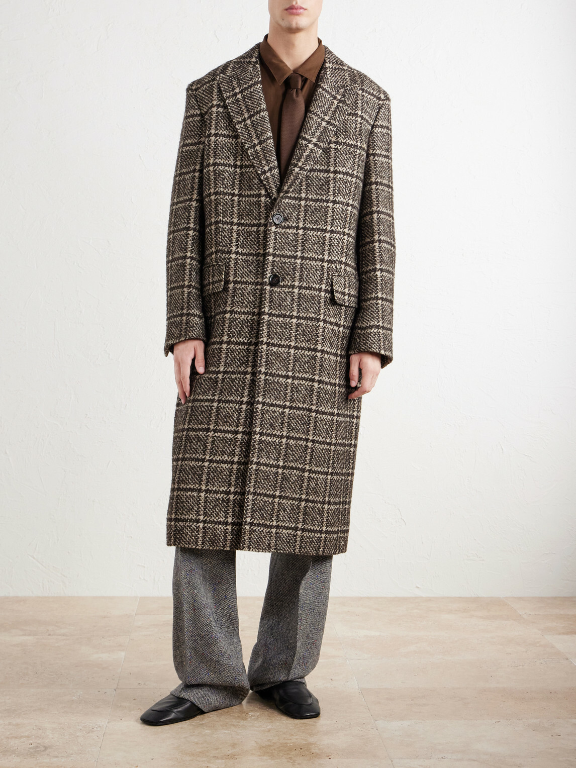 Dolce&Gabbana - Checked Wool-Blend Tweed Coat - Brown