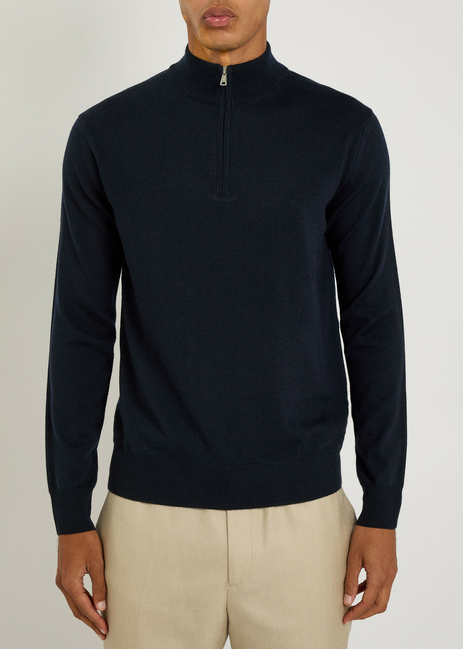 Aurélien Knit 1/4 zip Merino Wool Jumper Natural