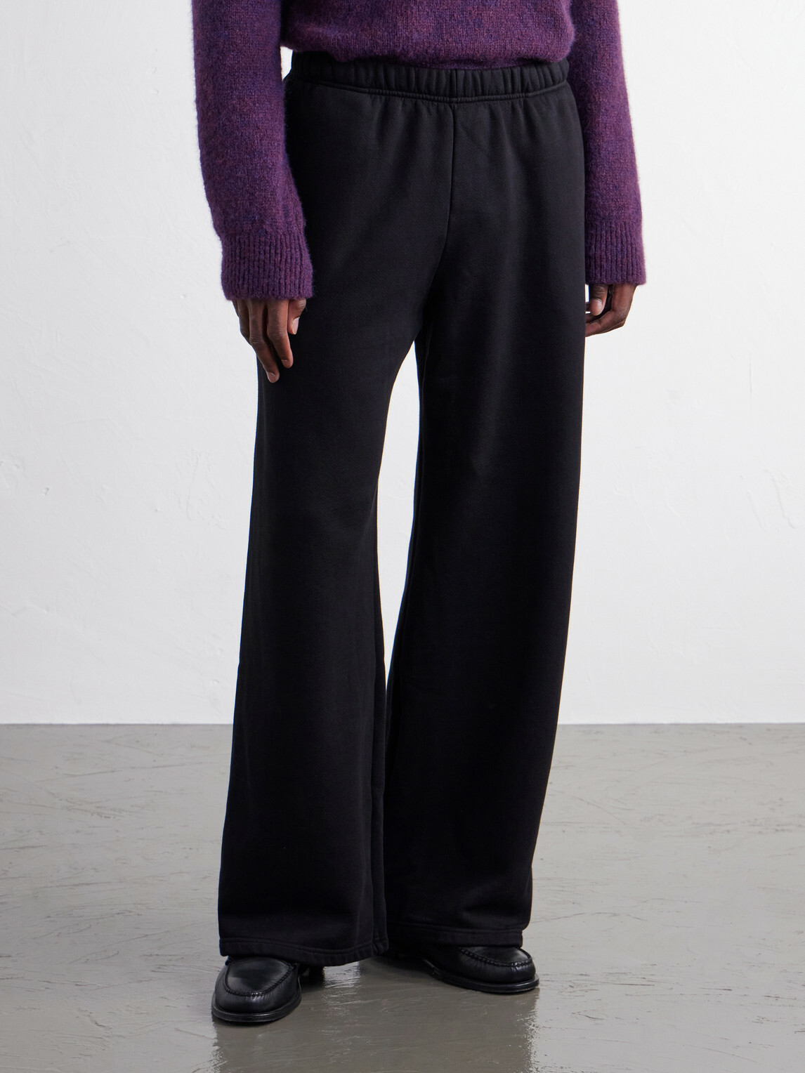 Les Tien - Party Wide-Leg Garment-Dyed Cotton-Fleece Sweatpants - Black