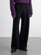 Les Tien - Party Wide-Leg Garment-Dyed Cotton-Fleece Sweatpants - Black
