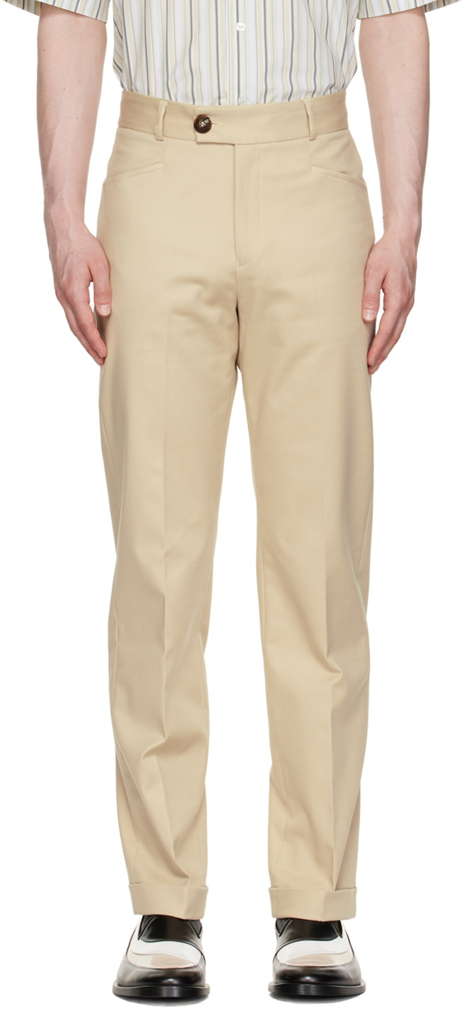 Ernest W. Baker SSENSE Exclusive Beige Cuffed Trousers Ernest W. Baker