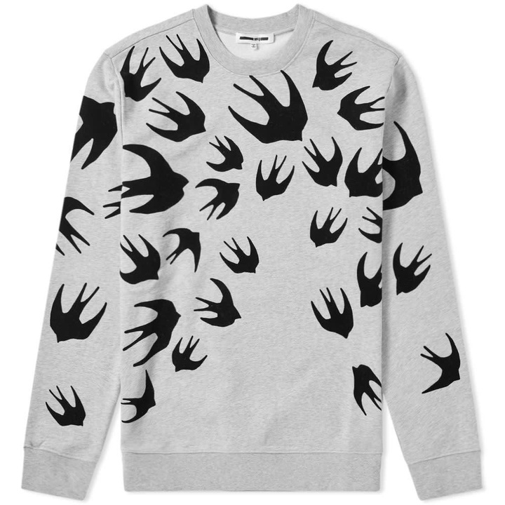 Photo: McQ Alexander McQueen Large Swallow Flocked Crew Sweat Mercury Melange