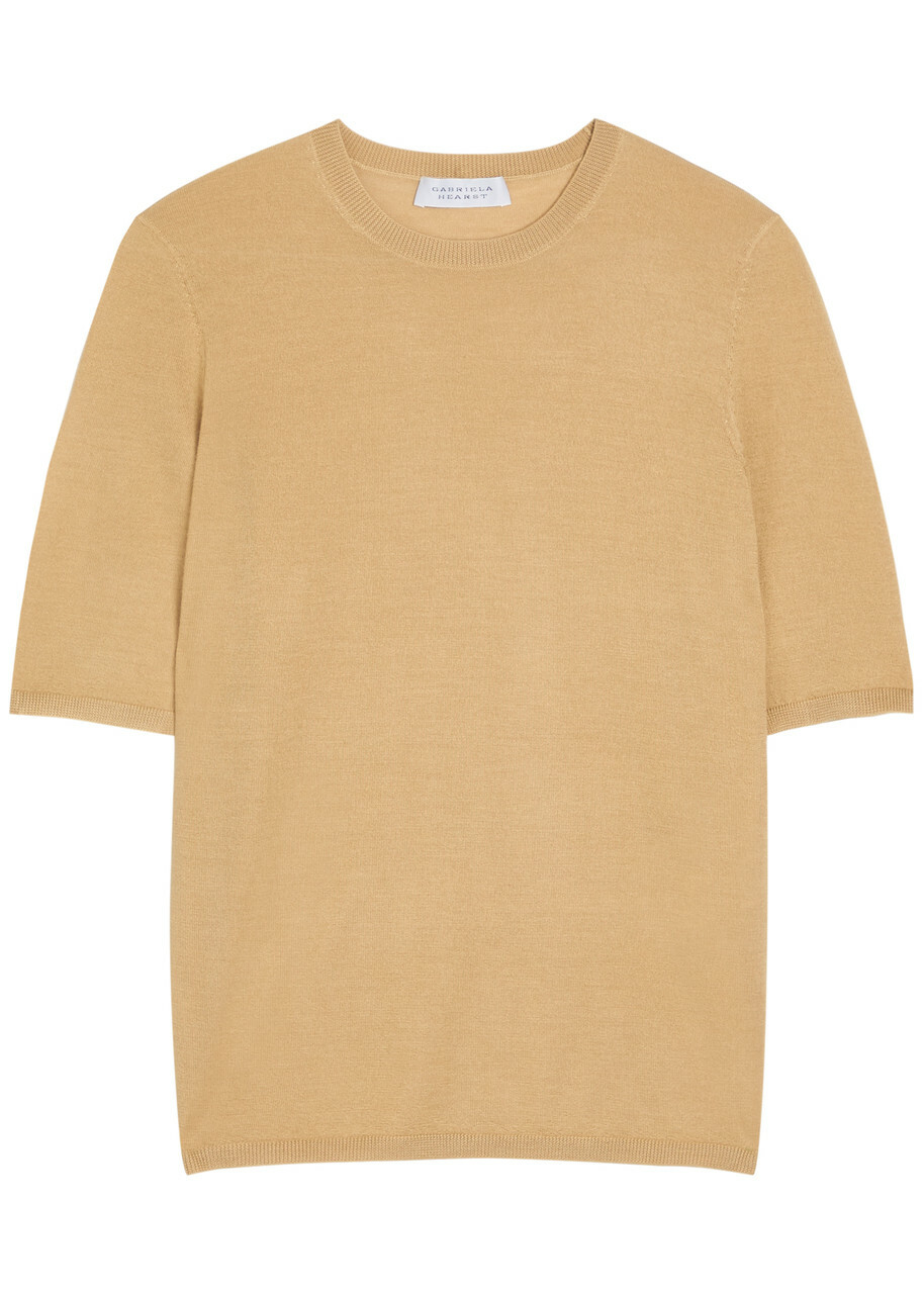 Gabriela Hearst Chryse Cashmere and Silk-blend T-shirt Beige