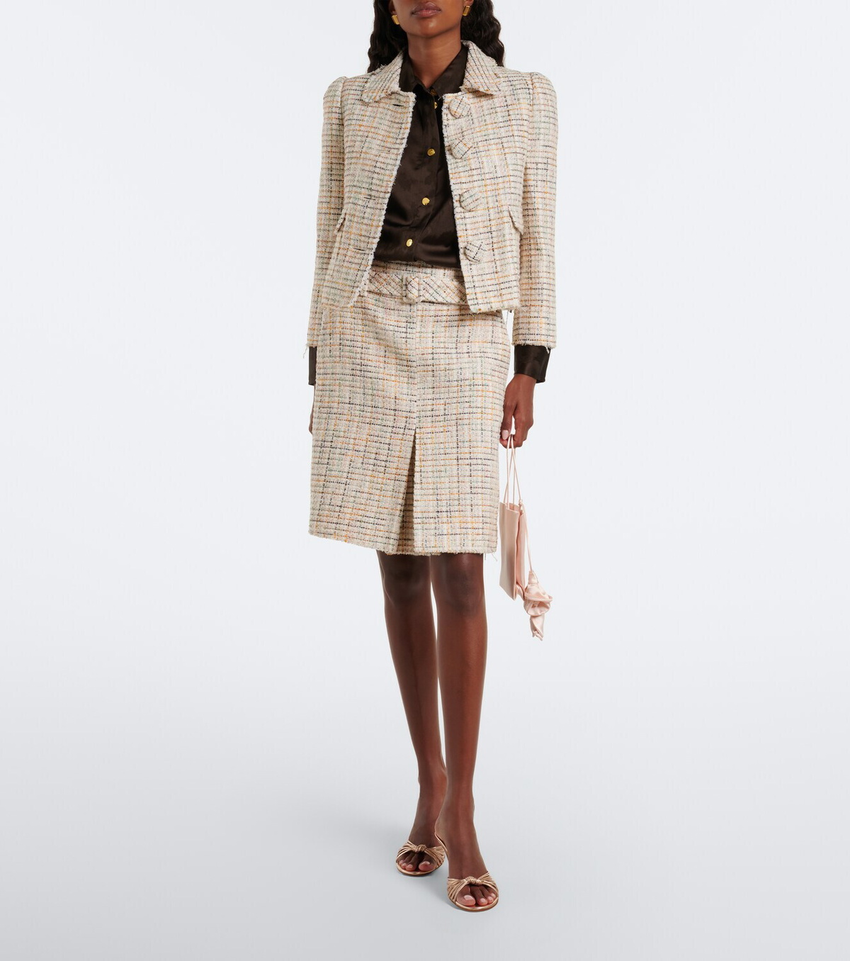 Shushu/Tong Checked cotton-blend cropped jacket