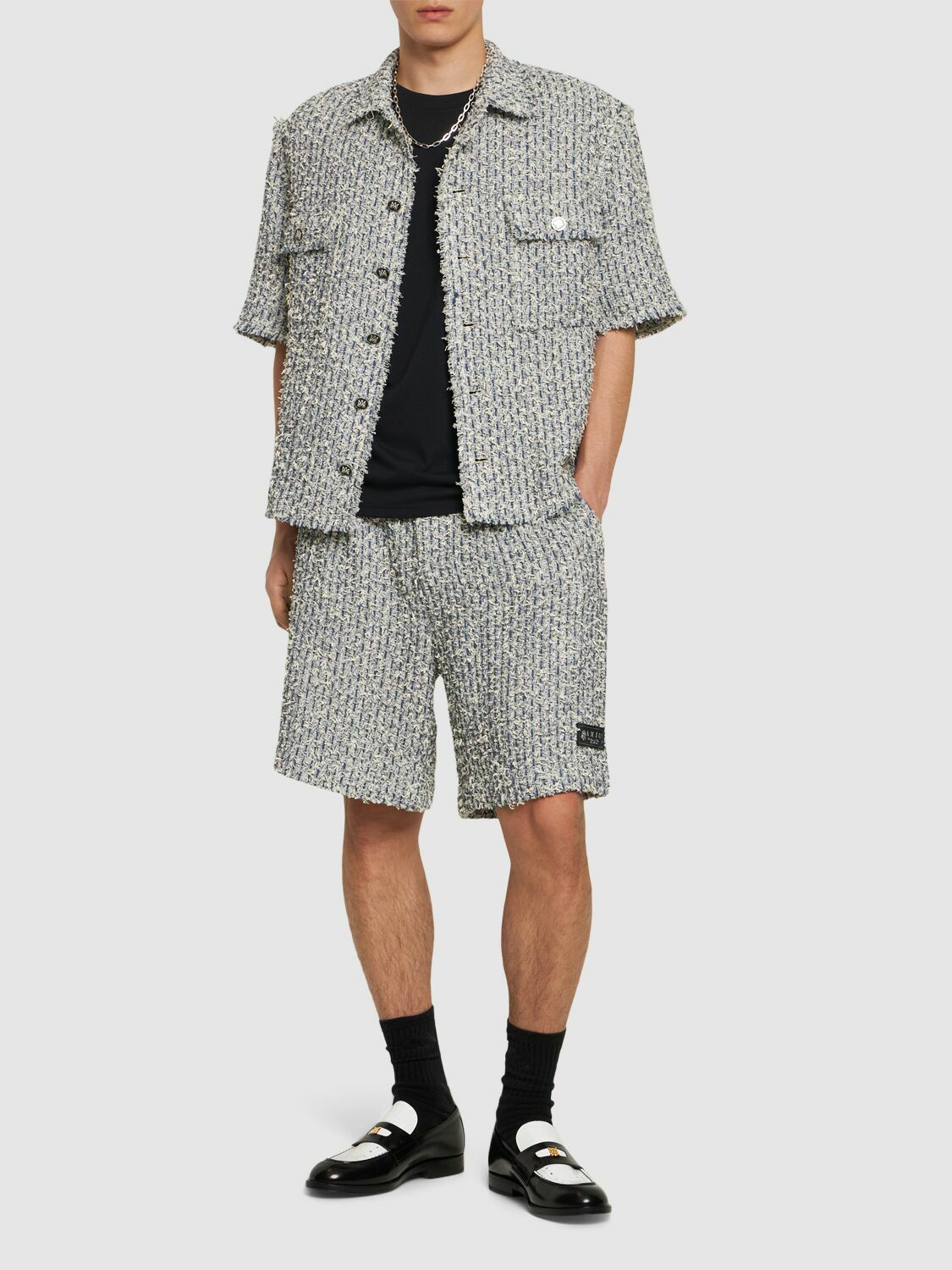 AMIRI Cotton Blend Tweed Bouclé S/s Shirt