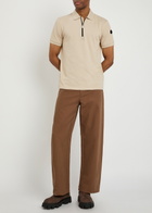 Moncler Half-zip Piqué Cotton Shirt Beige