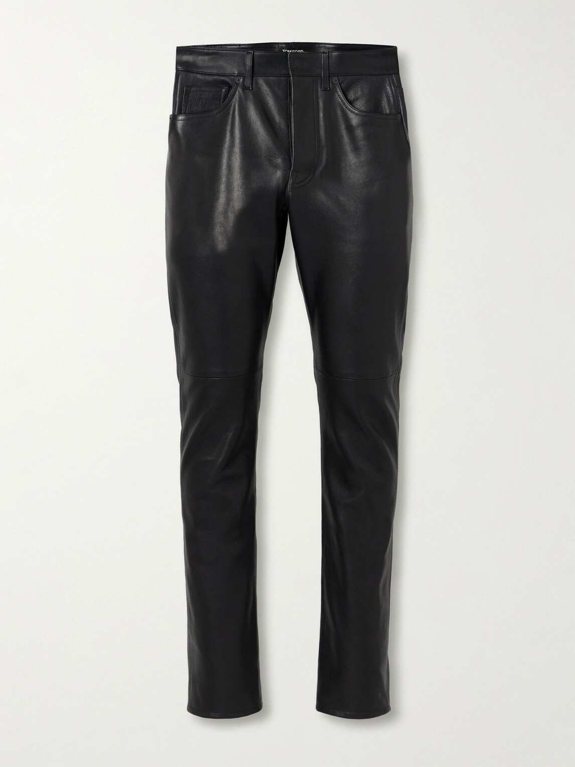 TOM FORD - Slim-Fit Leather Trousers - Black