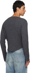 Courrèges Gray Boatneck Ribbed Wool Sweater