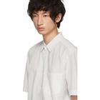 Issey Miyake Men White and Black Shrink Striped Shirt